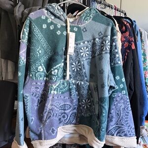 Urban Outfitters Green and Gray Patterned Hoodie